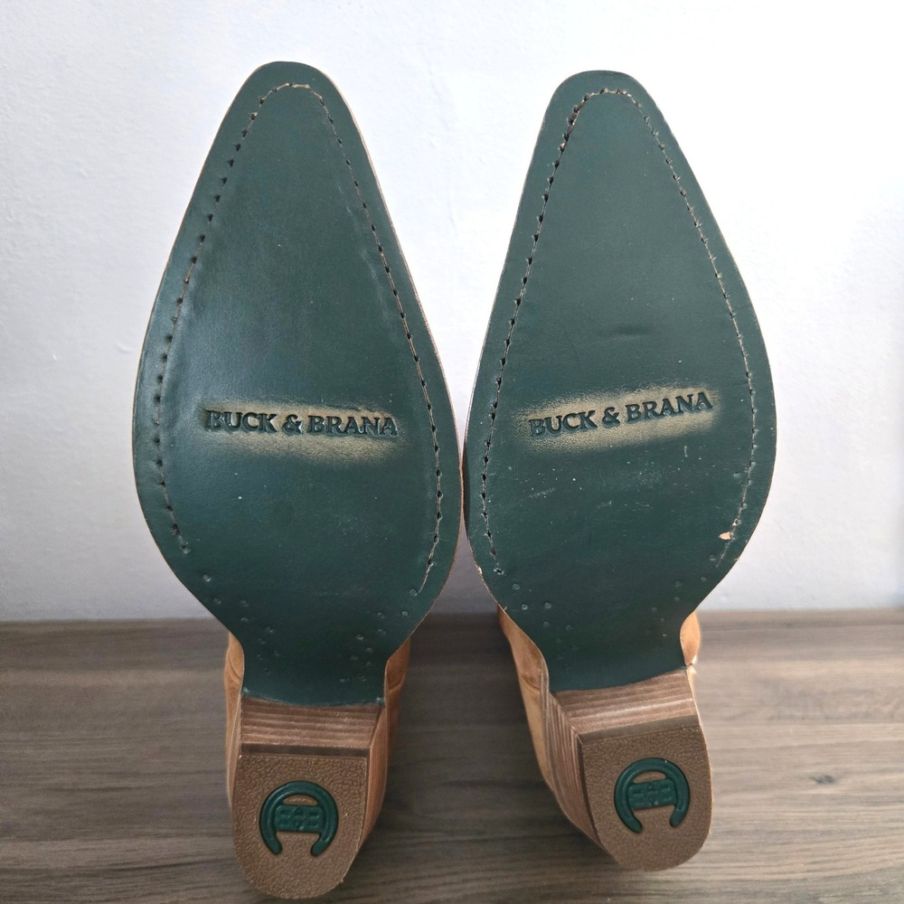 Buck & Brana Tessa Camel Suede Western Cowboy Boots Women 8 Handmade Mexico NWT - Picture 6 of 9